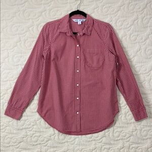 Old Navy Classic Red Check Button Down Shirt Cotton Size Medium
